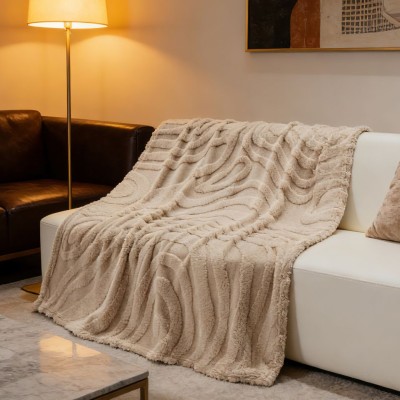 Hot-Selling Teddy Fleece Jacquard Blanket, Multi-Functional Nap & Sofa Throw