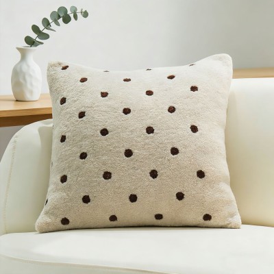 Vintage Cream Style Square Cushion Cover, Ultra Soft Plush Throw Pillow Cover for Living Room Sofa, Bay Window Decor