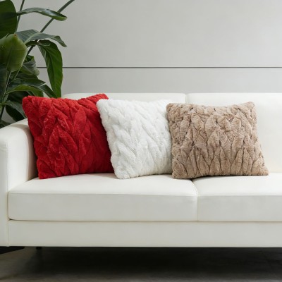 Twist Braid Faux Rabbit Fur Plush Cushion Cover for Bed and Sofa