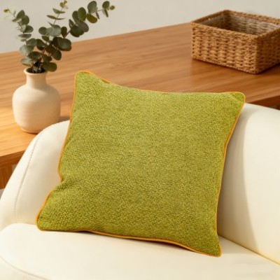 Solid Color Piped Polyester Cushion Cover - Modern Minimalist Style for Sofa, Office Lumbar Support, and Bedside Back Cushion