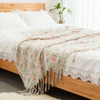 Polyester Mohair Printed Sofa Throw – Cozy Fleece Blanket for Naps & Bed Decoration